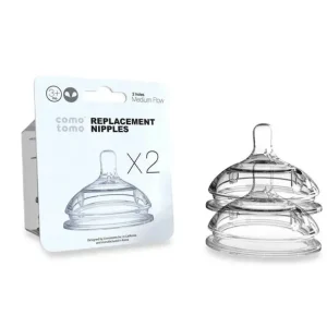 Comotomo Replacement Nipples in Medium Flow for Ages 3-6 Months, 2-Pack - cutbabycare.com | baby boutique & care hub