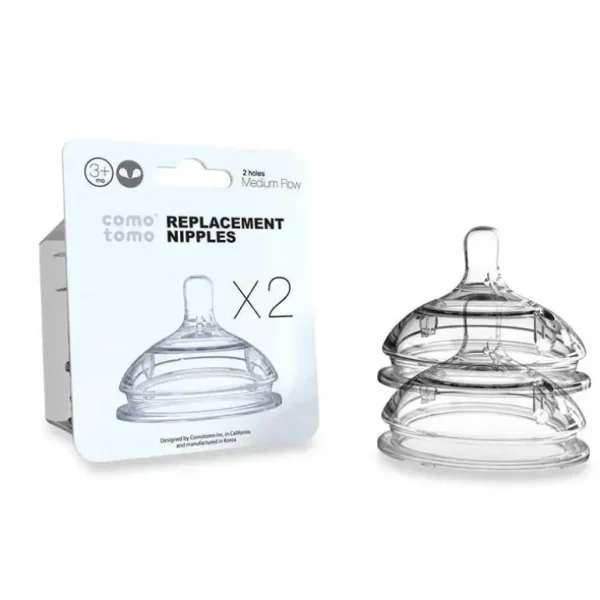 Comotomo Replacement Nipples in Medium Flow for Ages 3-6 Months, 2-Pack - cutbabycare.com | baby boutique & care hub
