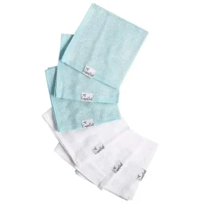 Copper Pearl - 6Pk Baby Bath Washcloths, White/Blue - cutbabycare.com | baby boutique & care hub