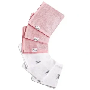 Copper Pearl - 6Pk Baby Bath Washcloths, White/Pink - cutbabycare.com | baby boutique & care hub