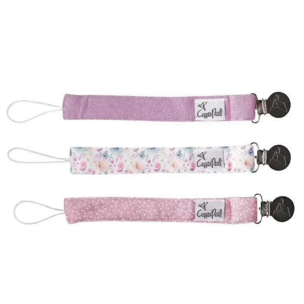 Copper Pearl - 3Pk Bloom Binky Clip Set - cutbabycare.com | baby boutique & care hub