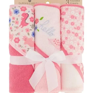 Cudlie - 3Pk Rolled/Carded Hooded Towel, Hello Floral - cutbabycare.com | baby boutique & care hub