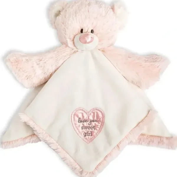 Demdaco - Teddy Rattle Blankie, Pink - cutbabycare.com | baby boutique & care hub