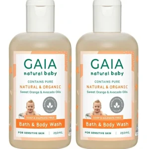 Gaia 2x250ml Pure/Organic Bath & Body Wash for Baby/Kids/Toddlers Vegan Friendly - cutbabycare.com | baby boutique & care hub