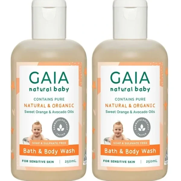 Gaia 2x250ml Pure/Organic Bath & Body Wash for Baby/Kids/Toddlers Vegan Friendly - cutbabycare.com | baby boutique & care hub