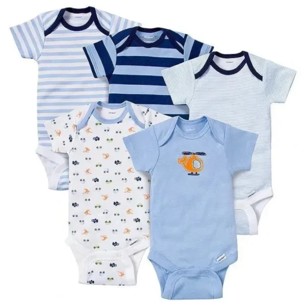 Gerber Boys 5-pack Onesies Brand Short Sleeve Bodysuits, Helicopter (Newborn) - cutbabycare.com | baby boutique & care hub