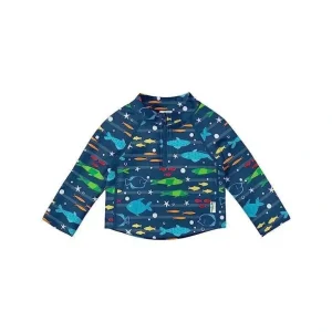 Green Sprouts - Baby Boys Long Sleeve Zip Rashguard Shirt, Navy Fish - cutbabycare.com | baby boutique & care hub