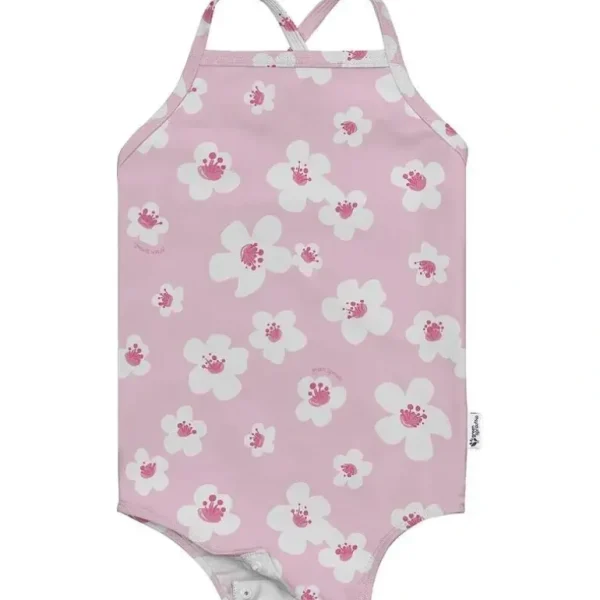Green Sprouts - Baby Girl's Easy-Change Eco Swimsuit, Large Blossoms - cutbabycare.com | baby boutique & care hub