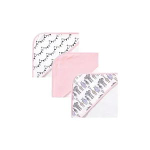 Hudson Baby - 3Pk Pink Safari Baby Cotton Rich Hooded Towels - cutbabycare.com | baby boutique & care hub