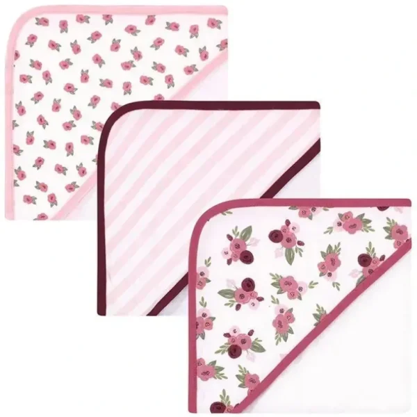 Hudson Baby - 3Pk Unisex Baby Cotton Rich Hooded Towels, Warm Floral - cutbabycare.com | baby boutique & care hub