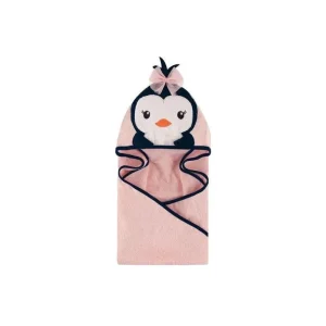 Hudson Baby Animal Face Hooded Towel, Girly Penguin - cutbabycare.com | baby boutique & care hub