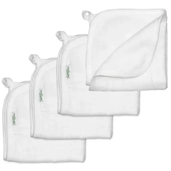 Iplay - Muslin Washcloths Made From Organic Cotton (4Pk), White - cutbabycare.com | baby boutique & care hub