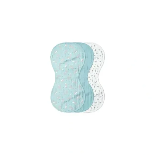 Iplay - 3Pk Muslin Burp Cloths Made From Organic Cotton, Aqua Fox - cutbabycare.com | baby boutique & care hub