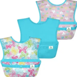 Iplay - Snap & Go Easy-Wear Bibs (3Pk), Aqua Watercolor Butterflies, 9/18 Months - cutbabycare.com | baby boutique & care hub