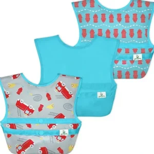 Iplay - Snap & Go Easy-Wear Bibs (3Pk), Gray Firetruck, 9/18 Months - cutbabycare.com | baby boutique & care hub