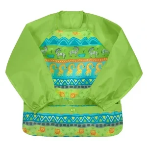 Iplay - Snap & Go Long Sleeve Bib, Green Safari - cutbabycare.com | baby boutique & care hub