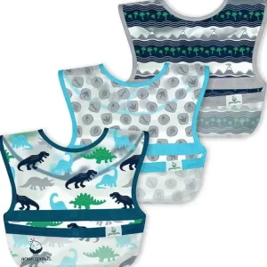 Iplay - Snap & Go Wipe-Off Bibs (3Pk), Blue Dinosaurs, 9-18 Months - cutbabycare.com | baby boutique & care hub