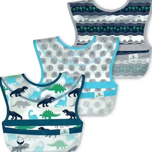 Iplay - Snap & Go Wipe-Off Bibs (3Pk), Blue Dinosaurs, 9-18 Months - cutbabycare.com | baby boutique & care hub