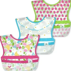 Iplay - Snap & Go Wipe-Off Bibs (3Pk), Pink Fruit Floral, 9-18 Months - cutbabycare.com | baby boutique & care hub