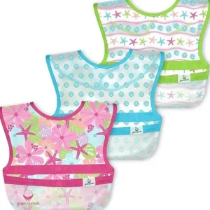 Iplay - Snap & Go Wipe-Off Bibs (3Pk), Pink Shell Floral, 9-18 Months - cutbabycare.com | baby boutique & care hub