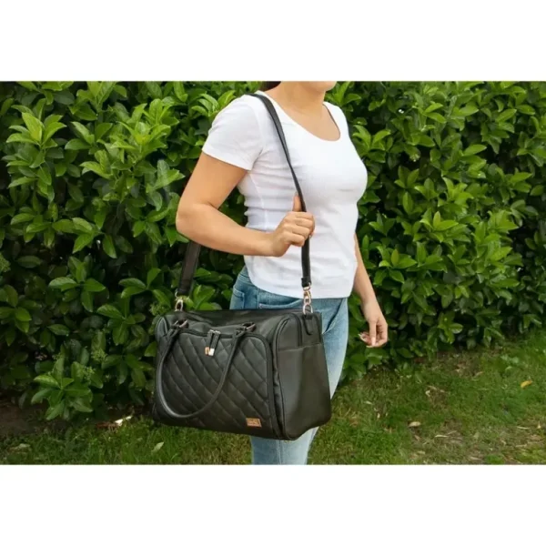 Isoki Double Zip Satchel Ebony - cutbabycare.com | baby boutique & care hub