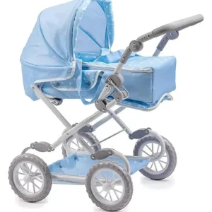 JC Toys - Berenguer Boutique, Deluxe Foldable Baby Doll Stroller with Canopy, Blue - cutbabycare.com | baby boutique & care hub