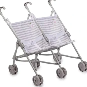 JC Toys - Berenguer Boutique Twin Umbrella Baby Doll Stroller, Gray, Ages 2+ - cutbabycare.com | baby boutique & care hub