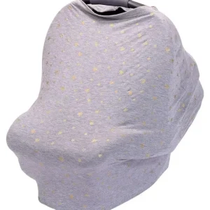 J.L. Childress - 4-in-1 Multi-Use Cover, Stretchy Car Seat Canopy and Privacy Cover, Grey/Gold Stars - cutbabycare.com | baby boutique & care hub