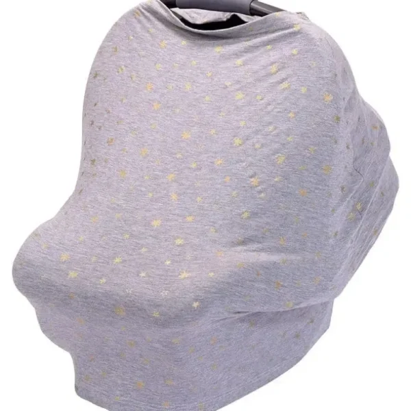 J.L. Childress - 4-in-1 Multi-Use Cover, Stretchy Car Seat Canopy and Privacy Cover, Grey/Gold Stars - cutbabycare.com | baby boutique & care hub