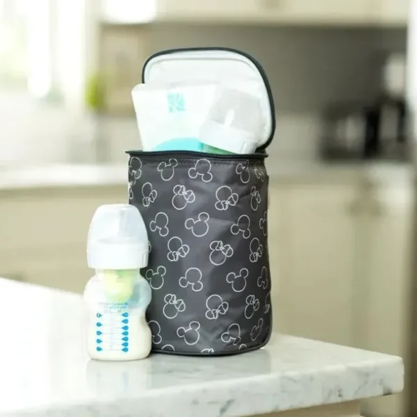 J.L. Childress Twocool Double Bottle Cooler with ice pack, Mickey Minnie Grey - cutbabycare.com | baby boutique & care hub