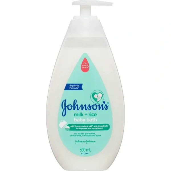 Johnsons Baby Bath Milk & Rice 500mL - cutbabycare.com | baby boutique & care hub