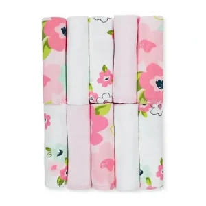 Just Born - 10Pk Blossom Washcloths, Pink - cutbabycare.com | baby boutique & care hub