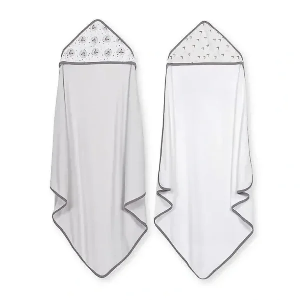 Just Born - 2Pk Counting Sheep Hooded Towels, Grey - cutbabycare.com | baby boutique & care hub
