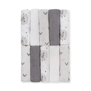 Just Born - 10Pk Counting Sheep Washcloths, Grey - cutbabycare.com | baby boutique & care hub