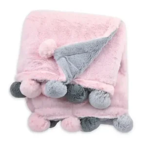 Just Born - Pom-Pom Plush Blanket, Pink - cutbabycare.com | baby boutique & care hub