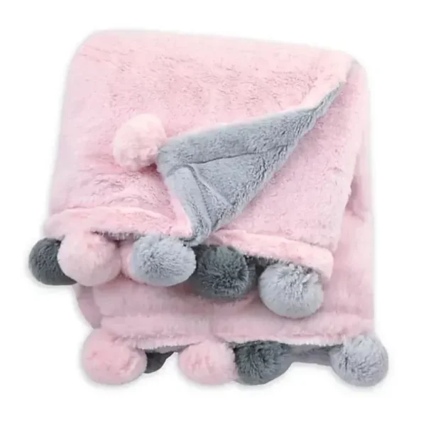 Just Born - Pom-Pom Plush Blanket, Pink - cutbabycare.com | baby boutique & care hub