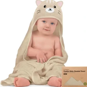 Keababies - Cuddle Baby Hooded Towel, Cat - cutbabycare.com | baby boutique & care hub