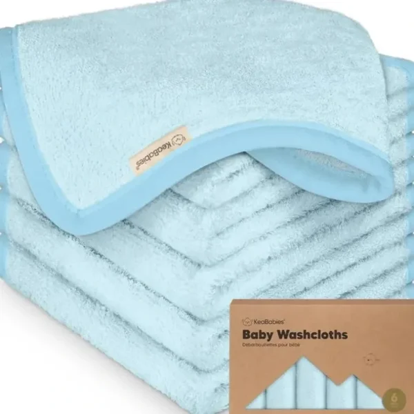 Keababies - 6-Pack Baby Wash Cloths, Bravo Blue - cutbabycare.com | baby boutique & care hub