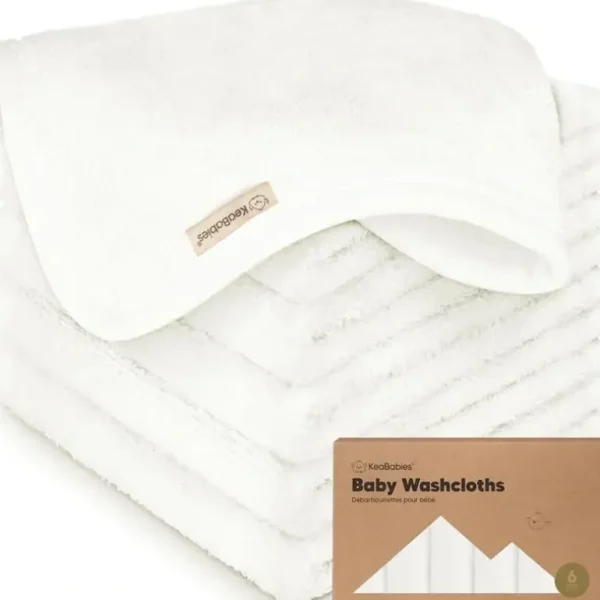 Keababies - 6-Pack Baby Wash Cloths, White - cutbabycare.com | baby boutique & care hub