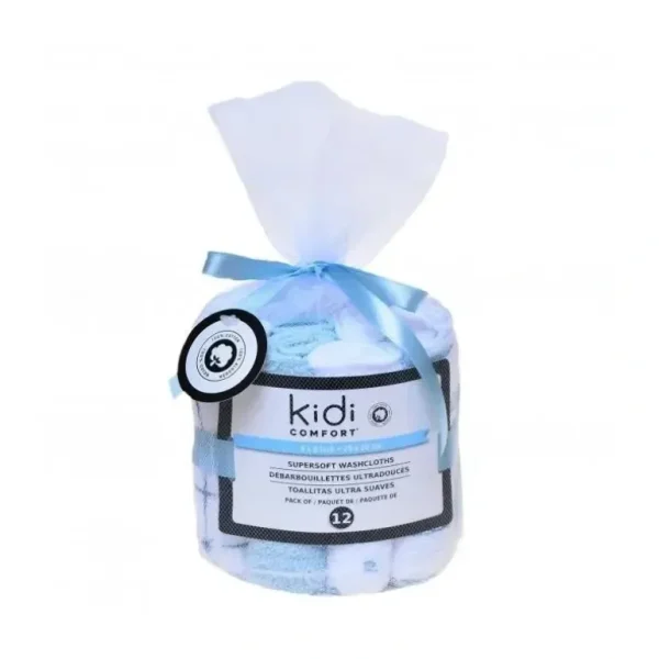 Kidicomfort 12Pck Blue Cotton Baby Washcloths - cutbabycare.com | baby boutique & care hub