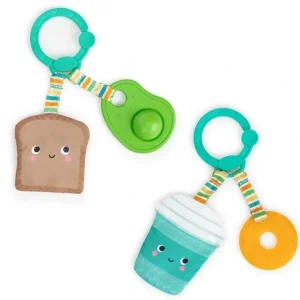 Kids II - Bright Starts Perfect Pair 2-in-1 Teether Toy, Coffee & Donuts - cutbabycare.com | baby boutique & care hub