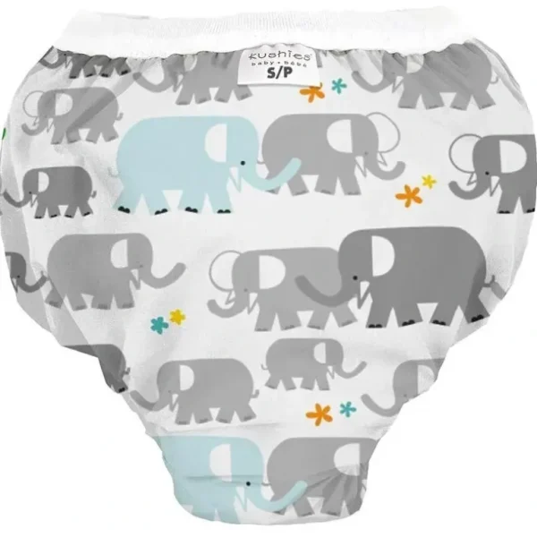 Kushies Taffeta Waterproof Training Pant, White Elephant - cutbabycare.com | baby boutique & care hub