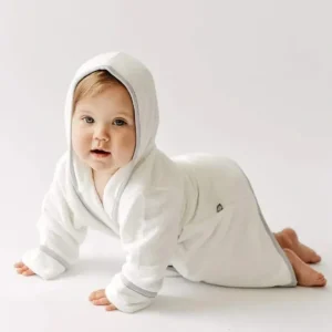 Kyte Baby - Toddler Bath Robe In Cloud With Storm Trim - cutbabycare.com | baby boutique & care hub