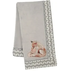 Lambs & Ivy - Painted Forest Fox Coral Fleece Baby Blanket, Gray - cutbabycare.com | baby boutique & care hub