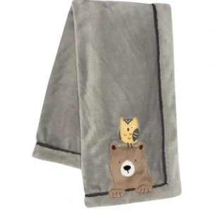 Lambs & Ivy - Sierra Sky Grey Bear/Owl Soft Fleece Baby Blanket - cutbabycare.com | baby boutique & care hub
