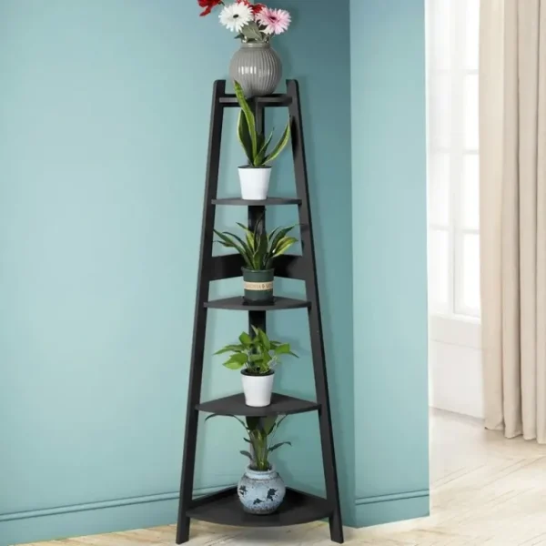 Levede 5 Tier Corner Shelf Wooden Storage Home Display Rack Plant Stand Black - cutbabycare.com | baby boutique & care hub