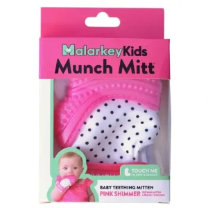 Malarkey Kids Munch Mitt Pink Shimmer - cutbabycare.com | baby boutique & care hub