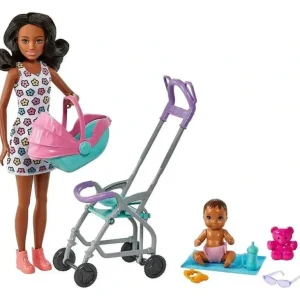 Mattel - Barbie Playset with Babysitter Doll, Curly Brunette Hair - cutbabycare.com | baby boutique & care hub