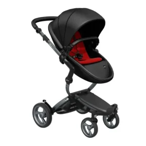 Mima - Xari Stroller Graphite Grey Chassis, Black Seat Box & Coral Red Starter Pack - cutbabycare.com | baby boutique & care hub