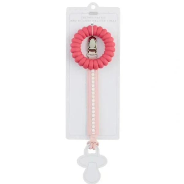 Mud Pie - Hot Pink Pacy Strap & Teether Set - cutbabycare.com | baby boutique & care hub
